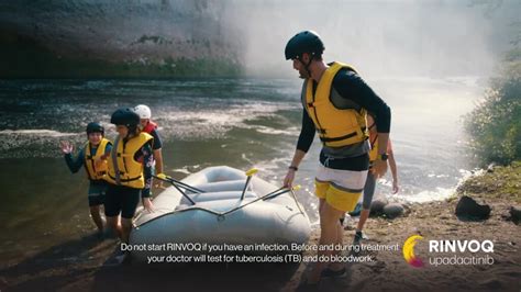 River rafting rinvoq commercial cast - Dosage for Crohn’s disease. The typical induction (starting) Rinvoq dosage for Crohn’s disease is 45 mg once daily for 12 weeks. After this, the recommended maintenance (ongoing) dosage is ...